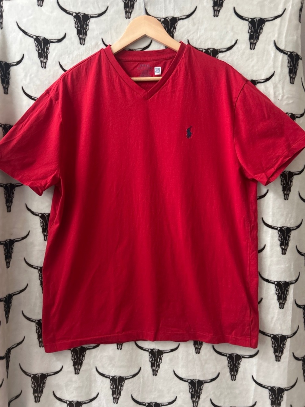 Polo Ralph Lauren Red V-Neck T-Shirt Men’s Large Classic Fit 100% Cotton